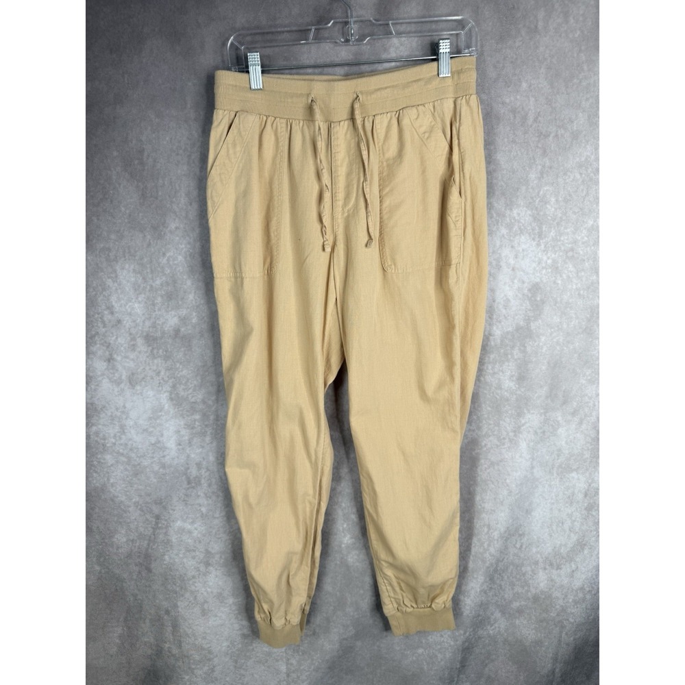 PACT Canopy Linen Blend Relaxed Lightweight Joggers In Tan Women's Sz M